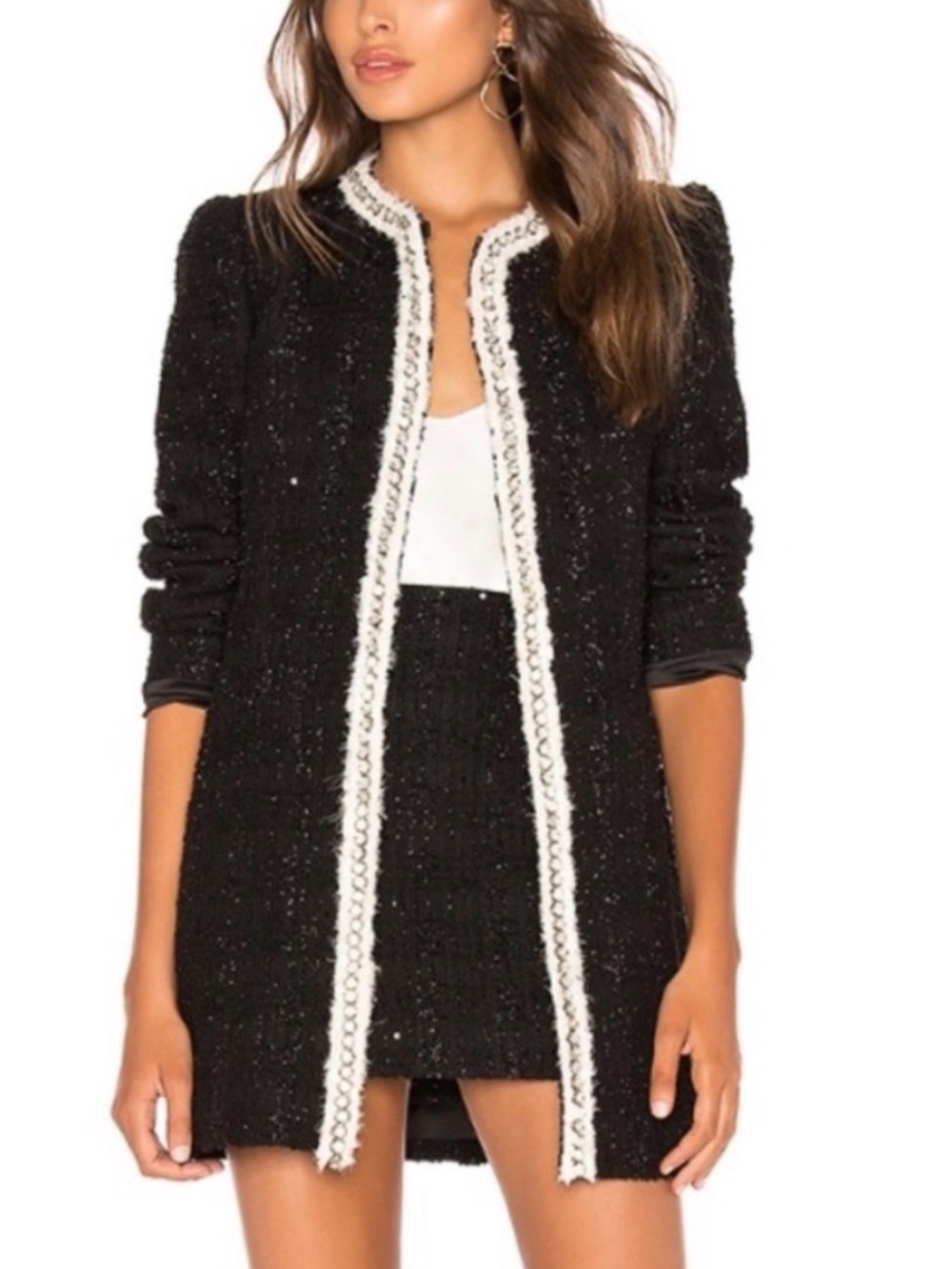 Alice + Olivia Andreas Black Embellished Midnight Jacket | Size XS